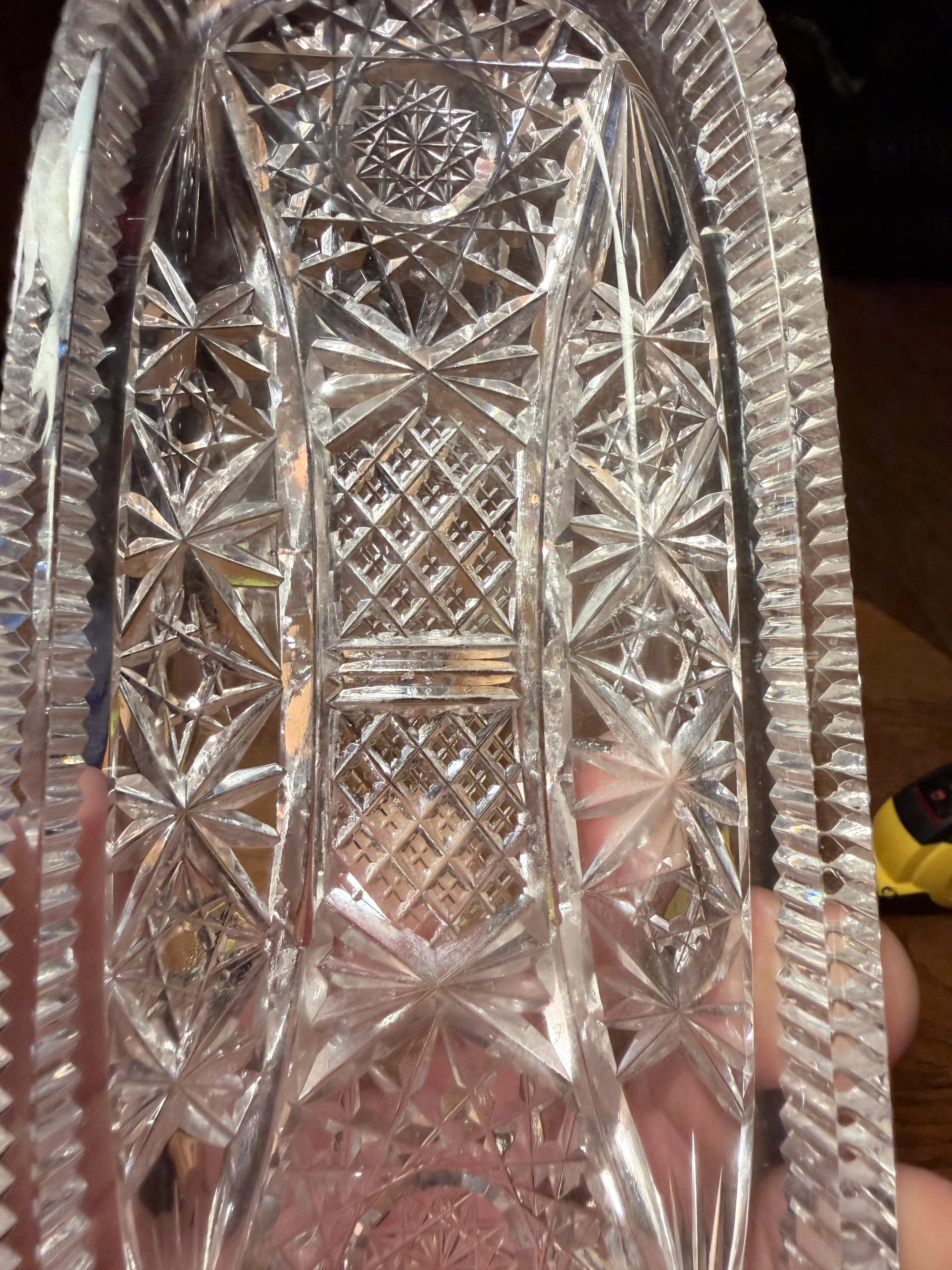 American Brilliant Period Glass Bowl : Antique Elizabethan Cut Glass Relish / Celery Serving Dish - Image 4