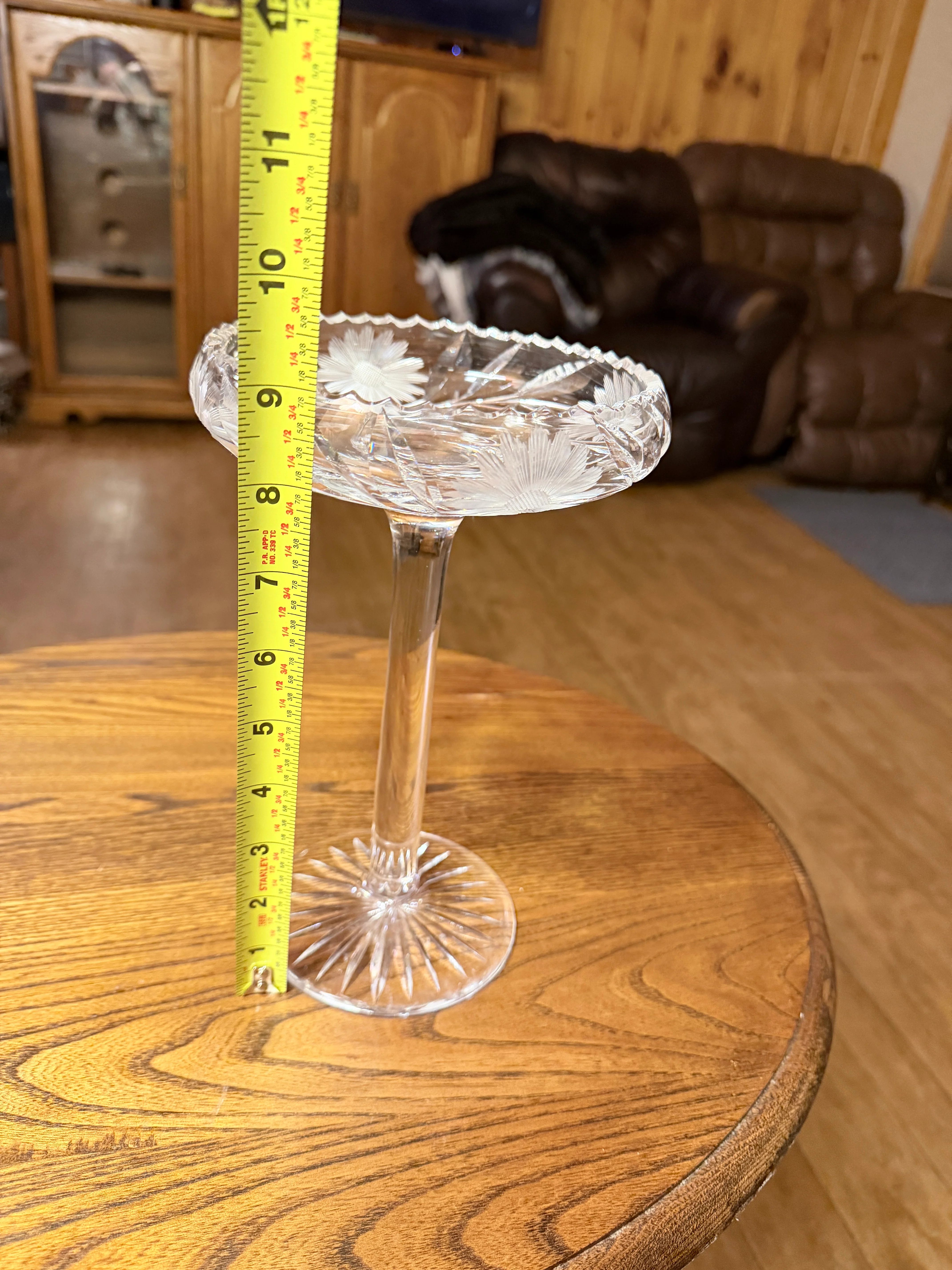 American Brilliant Period : Ripple Rim Compote Glass Long Stem - Image 3