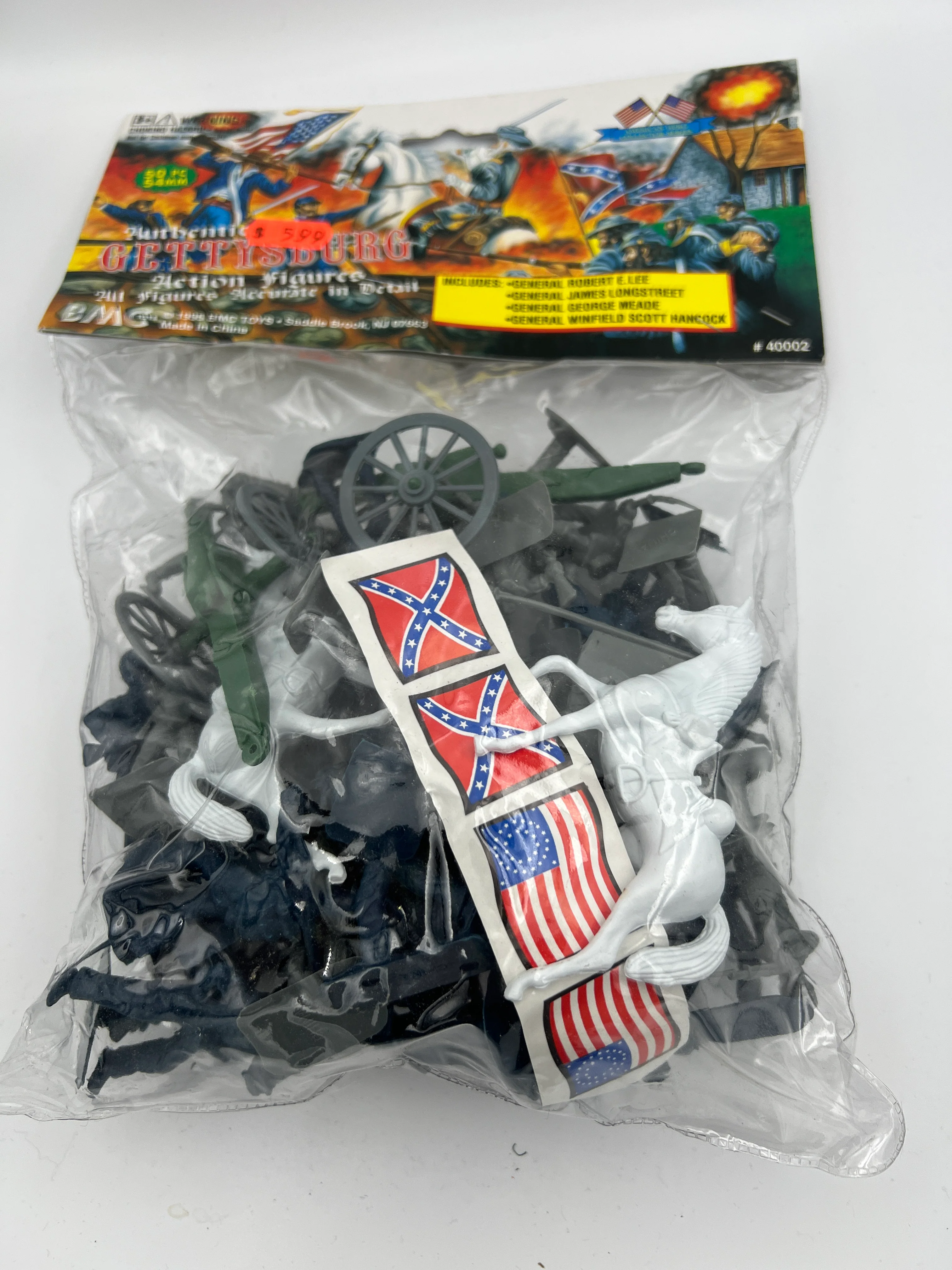 BMC Toys : Authentic Gettysburg Action Figures (Plastic Army-Men Style Figures) Sealed 1995