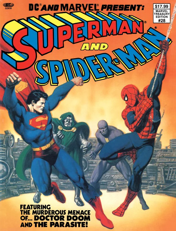 DC AND MARVEL PRESENT SUPERMAN AND SPIDER-MAN (MARVEL TREASURY EDITION #28) #1 FACSIMILE EDITION CVR A JOHN ROMITA SR & BOB LARKIN