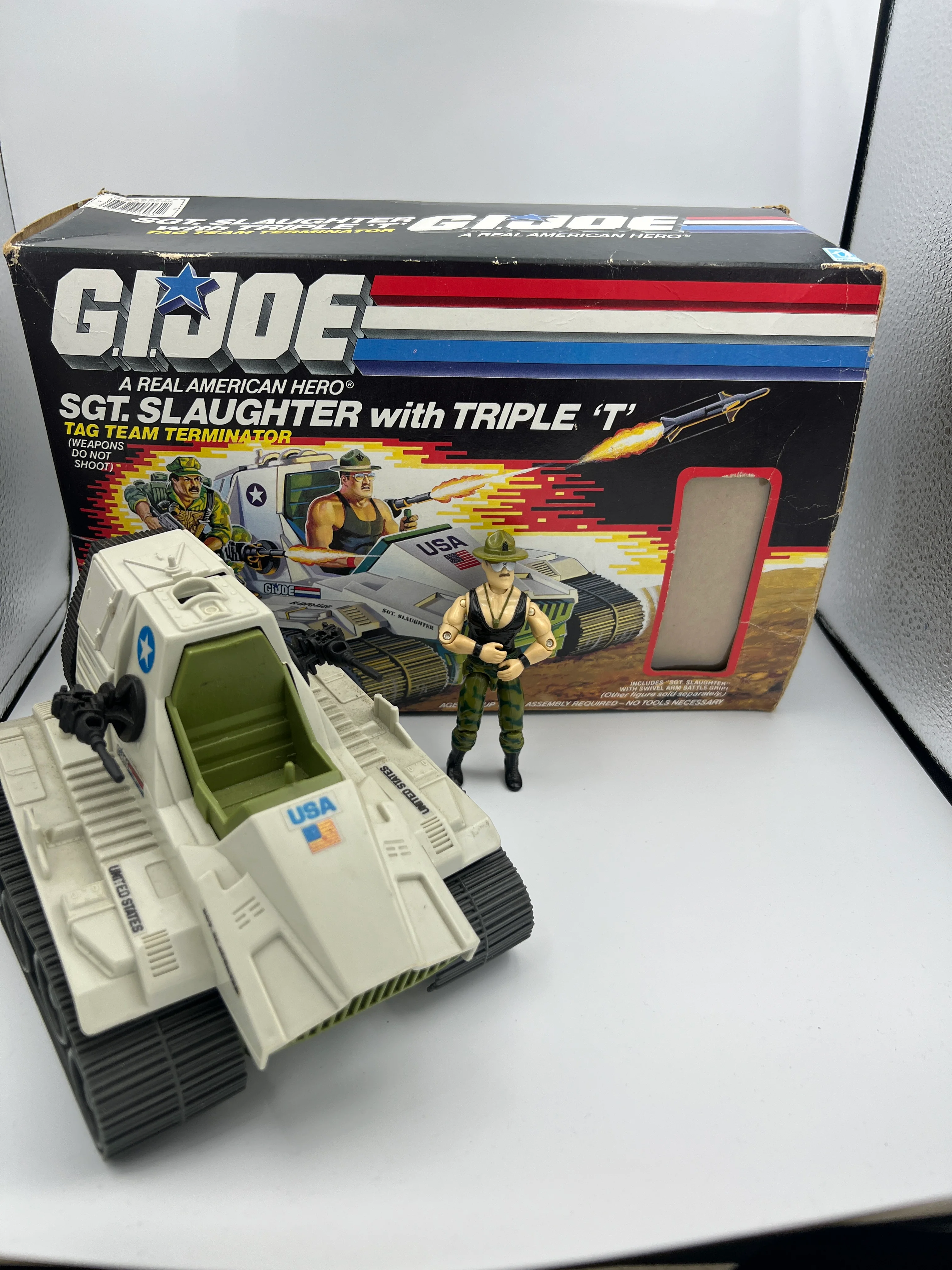 Gi Joe : (ARAH) 1986 Sgt. Slaughter w/ Triple-T & Box!