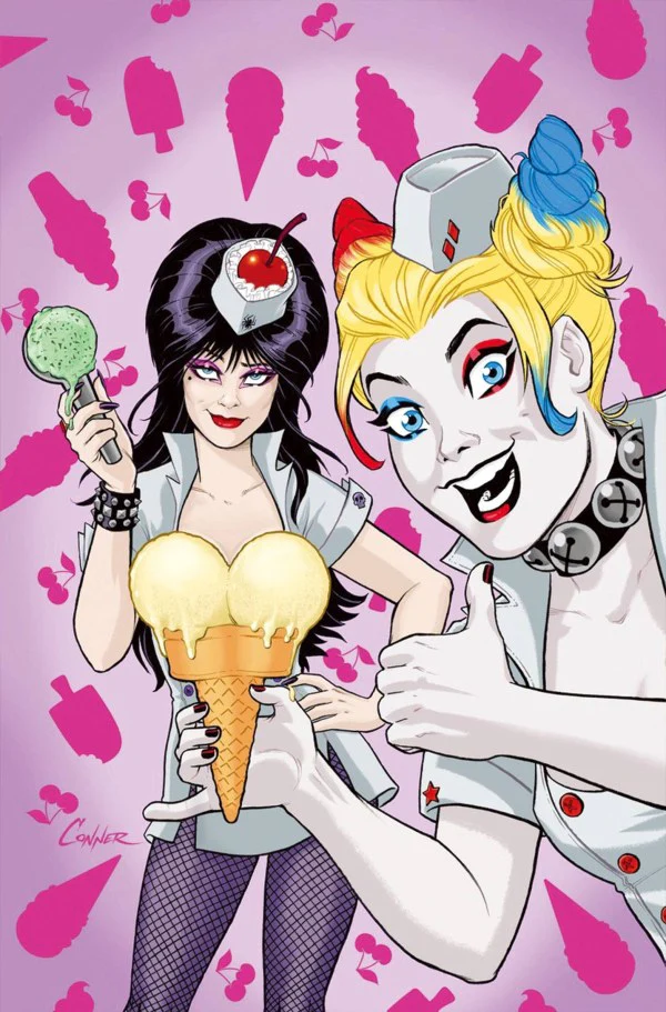 HARLEY QUINN X ELVIRA #2 CVR P INC 1:20 AMANDA CONNER ICE CREAM ***FOIL VIRGIN VAR