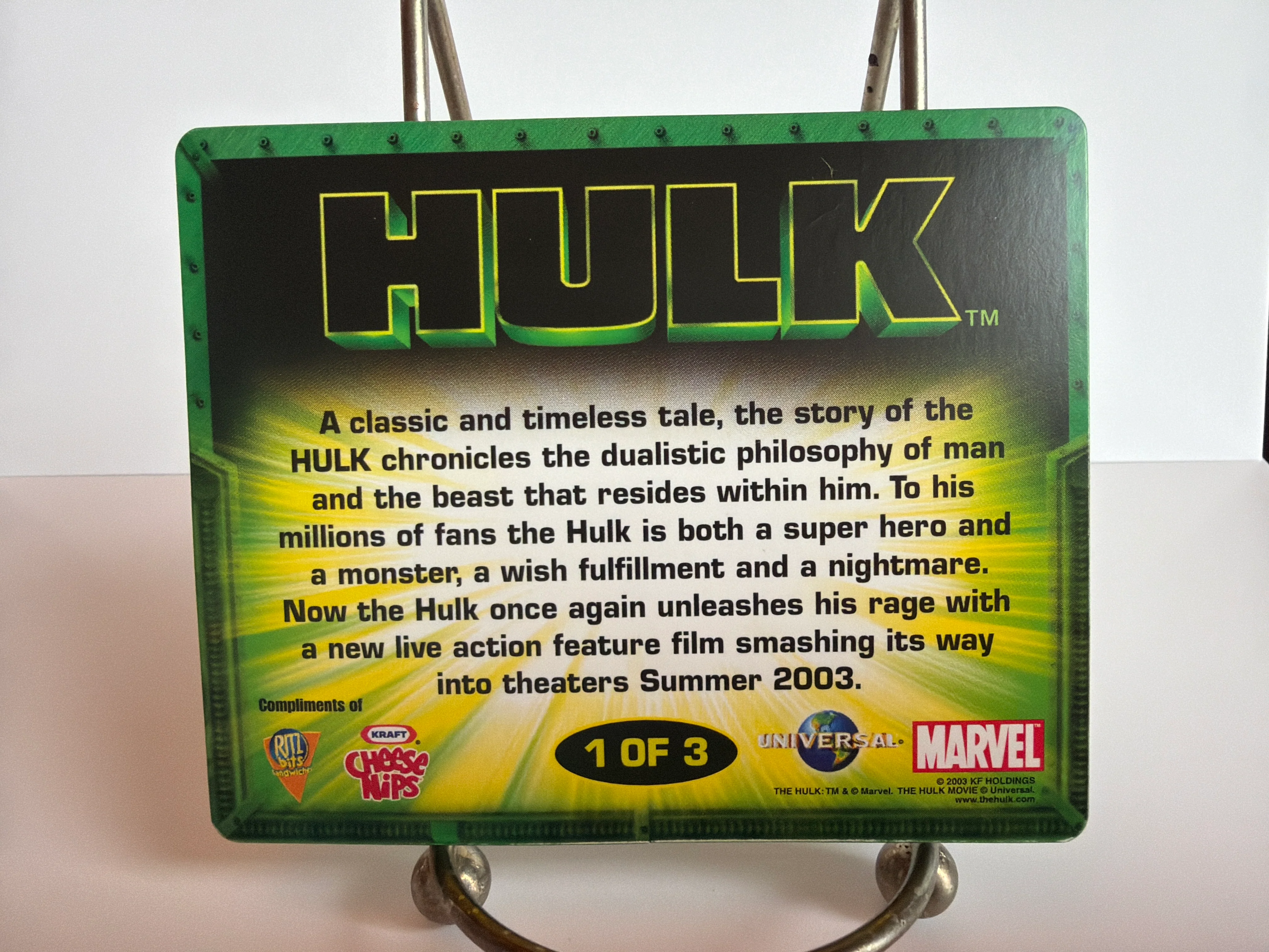 Hulk Movie (2003) Ritz / Cheese Nips Promo Lenticular Card 1 of 3 - Image 3