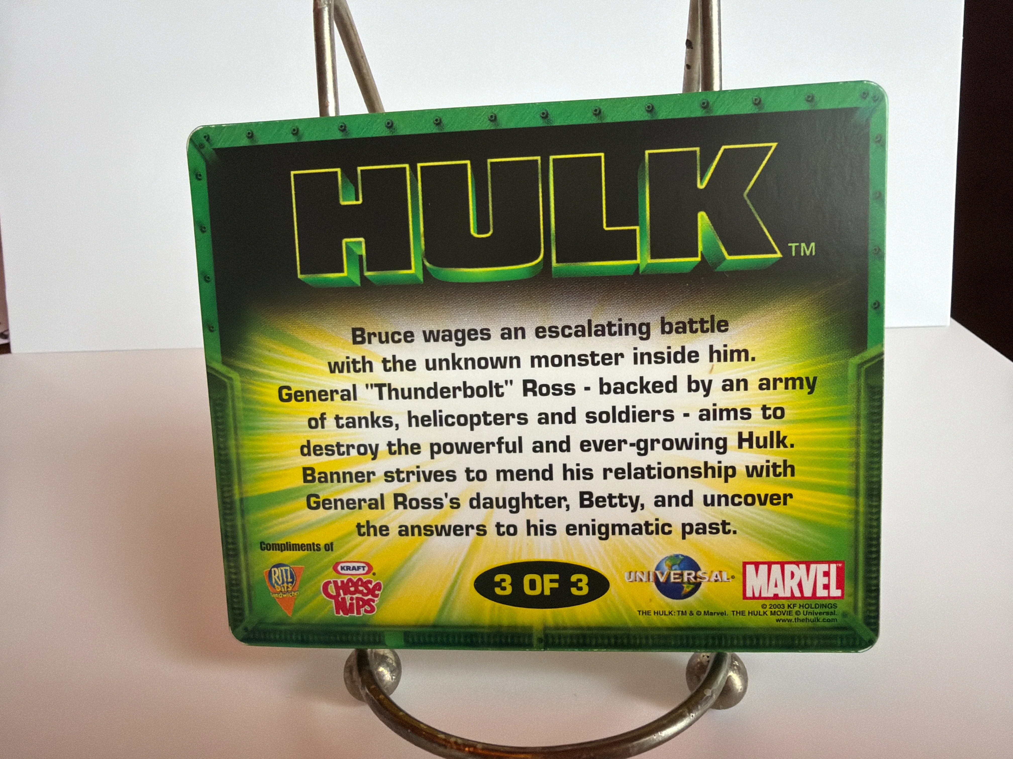 Hulk Movie (2003) Ritz / Cheese Nips Promo Lenticular Card 3 of 3 - Image 3