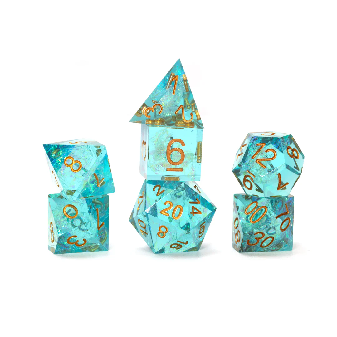 Sharp Aqua Fairy 7-Piece Polyhedral RPG SIRIUS Dice Set