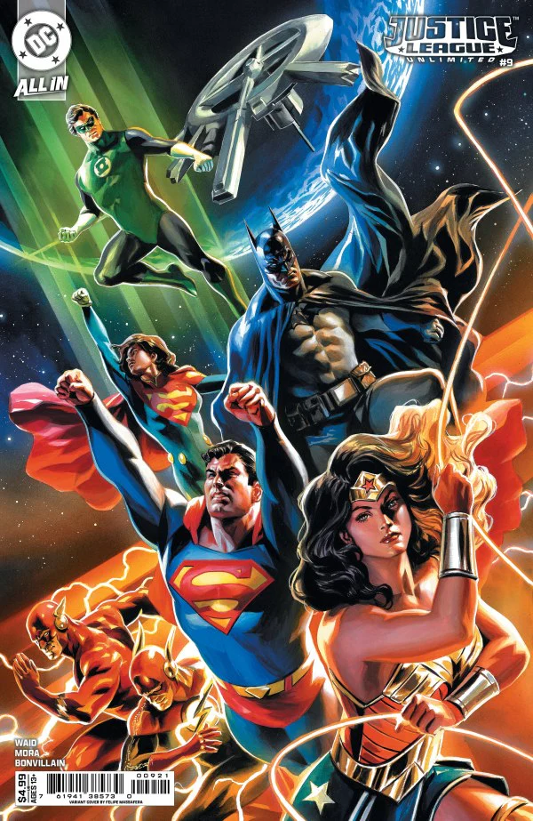 JUSTICE LEAGUE UNLIMITED #9 CVR B FELIPE MASSAFERA CARD STOCK VAR (WE ARE YESTERDAY)