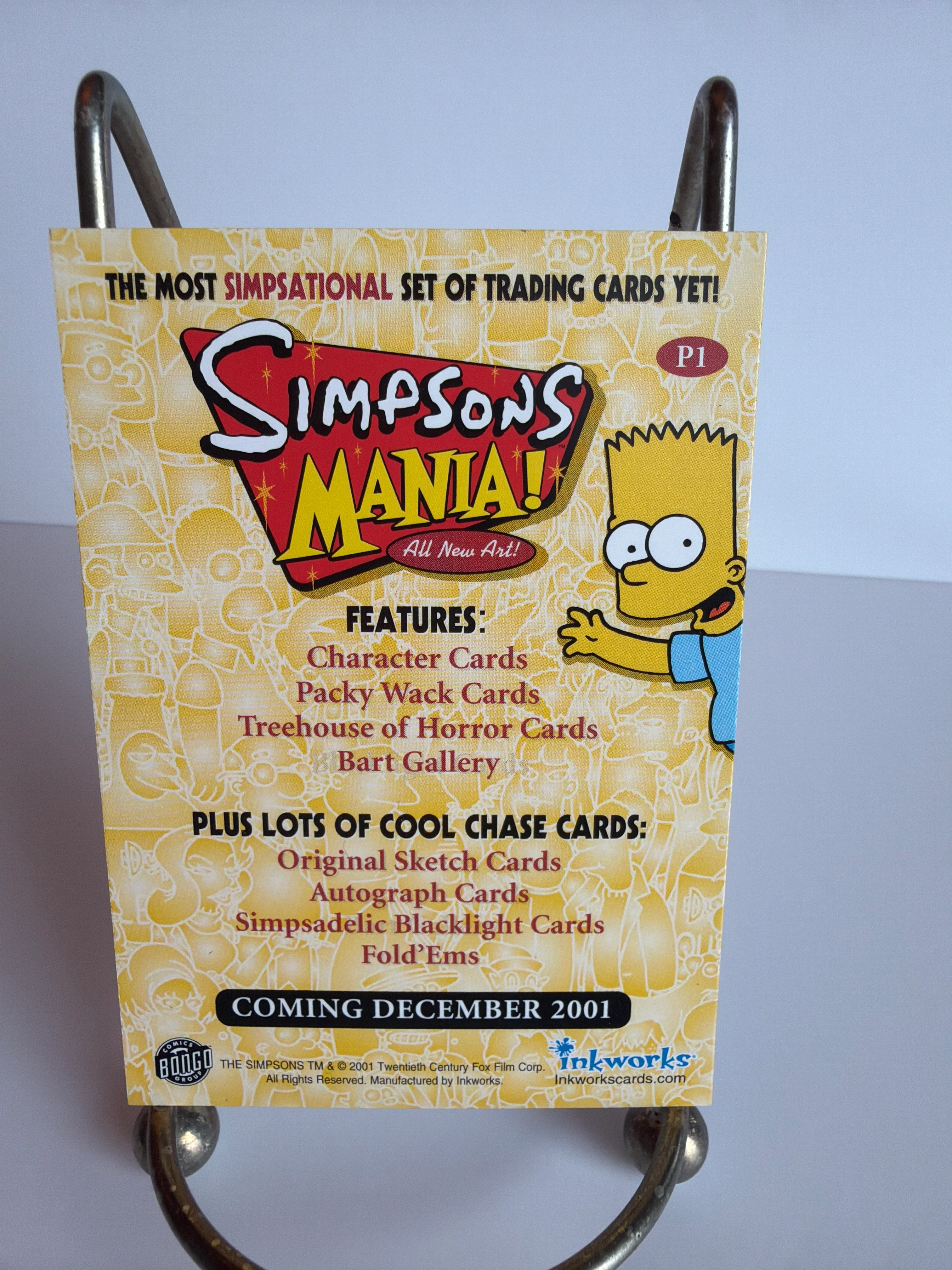 Simpsons Mania (2001 Trading Card Set) Promo Card P1 - Image 2