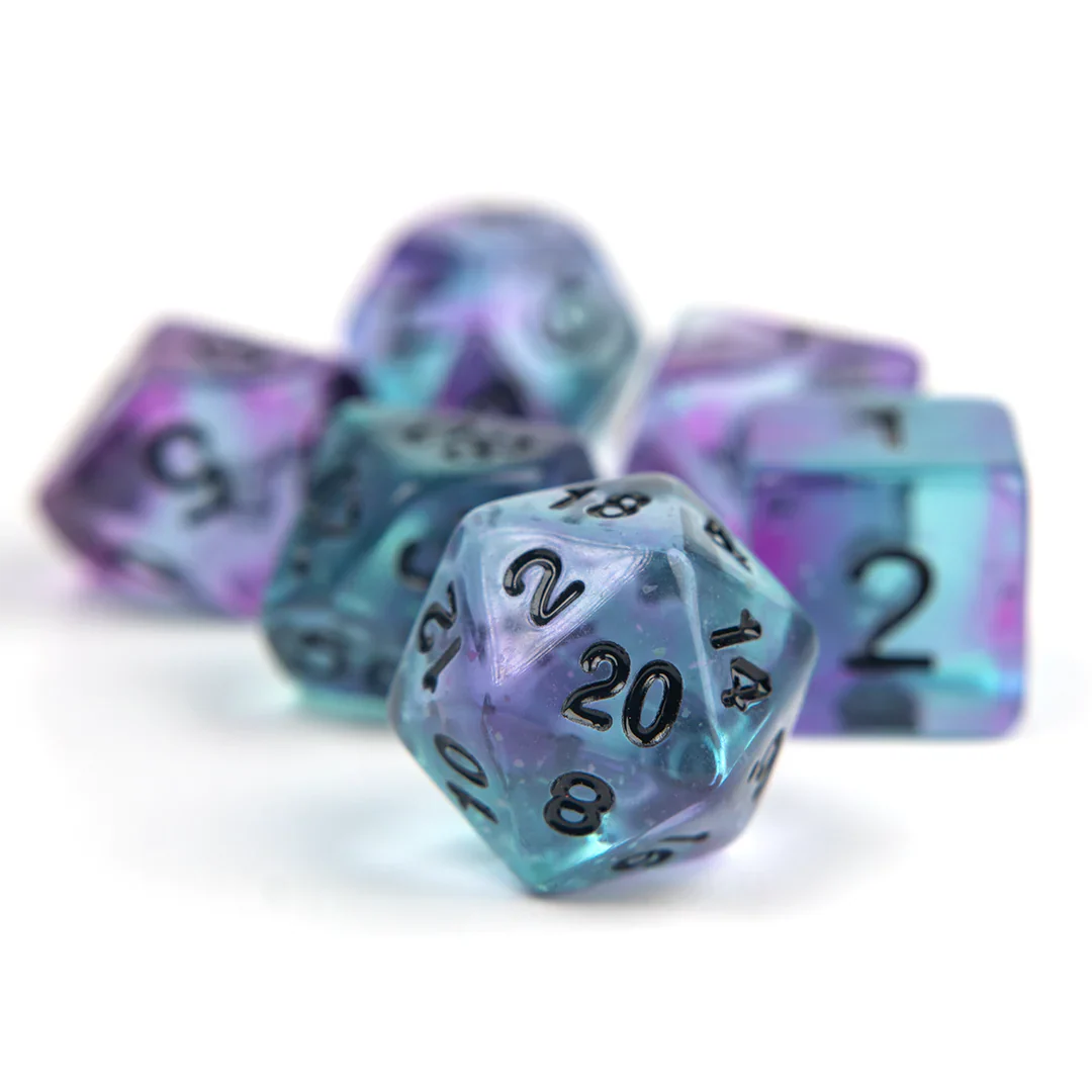Dice Set: Peacock Glowworm Set GLOW IN THE DARK! (Sirius Dice) - Image 3