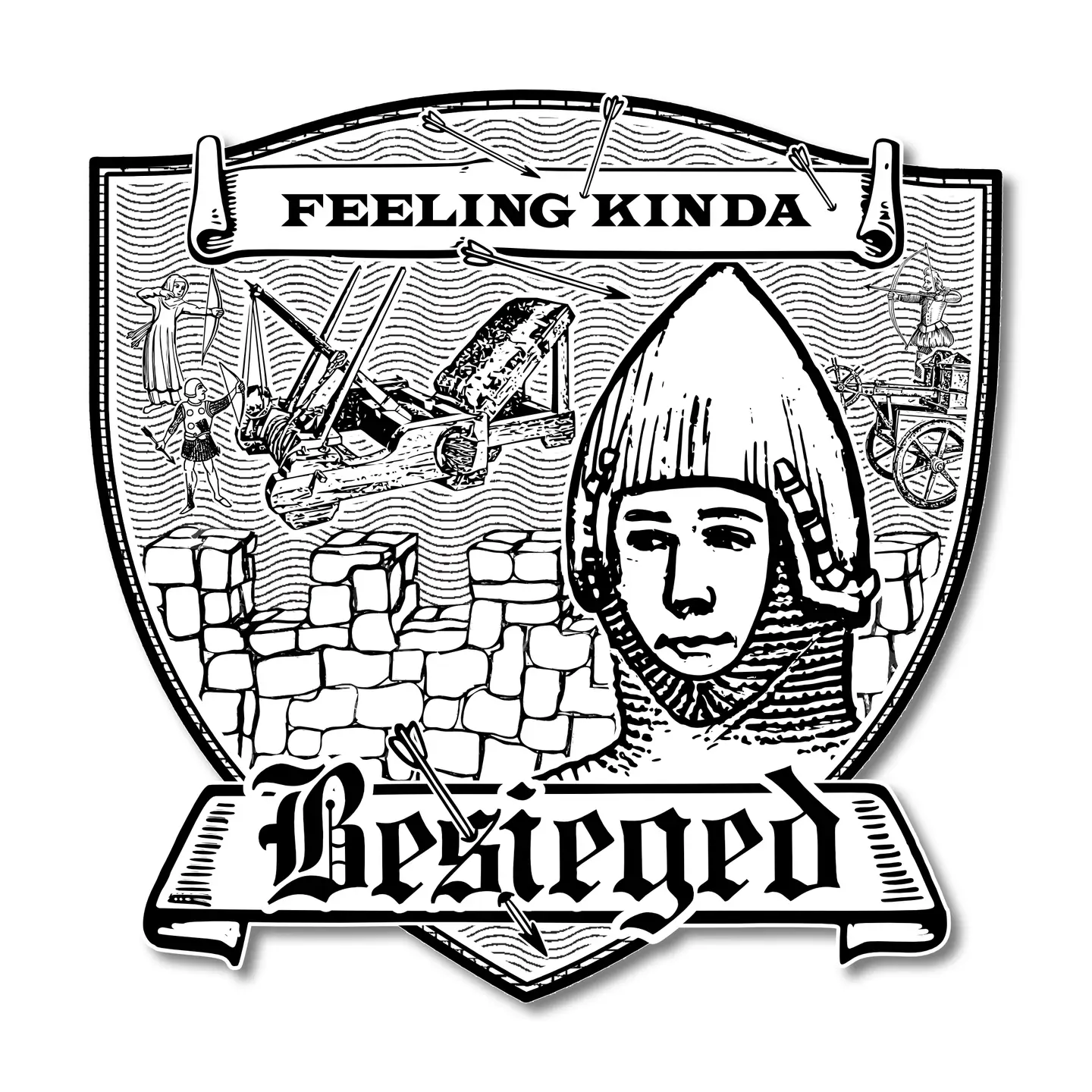 Sticker: “Besieged” Vinyl Sticker by Arcane Bullshit