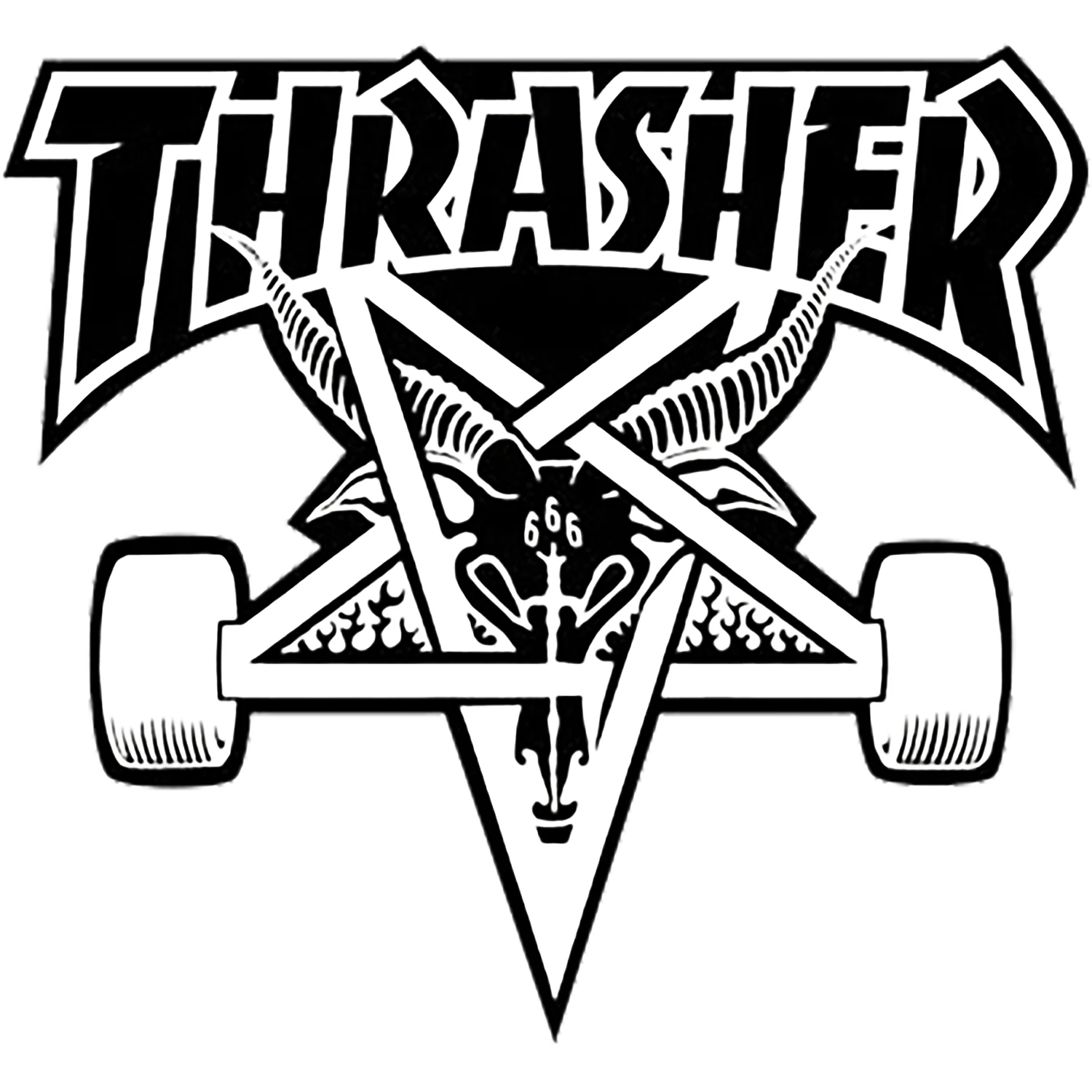 Sticker: THRASHER SKATEGOAT BOARD LG DECAL (Black Lettering/Single)