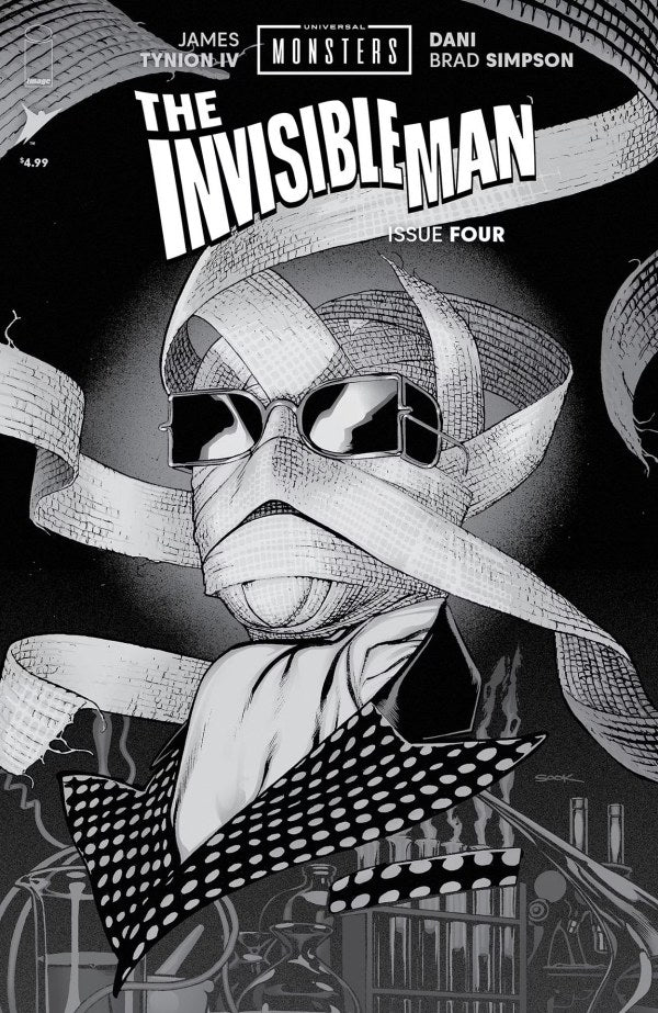 UNIVERSAL MONSTERS THE INVISIBLE MAN #4 (OF 4) CVR D INC 1:25 RYAN SOOK B&W HORROR VAR