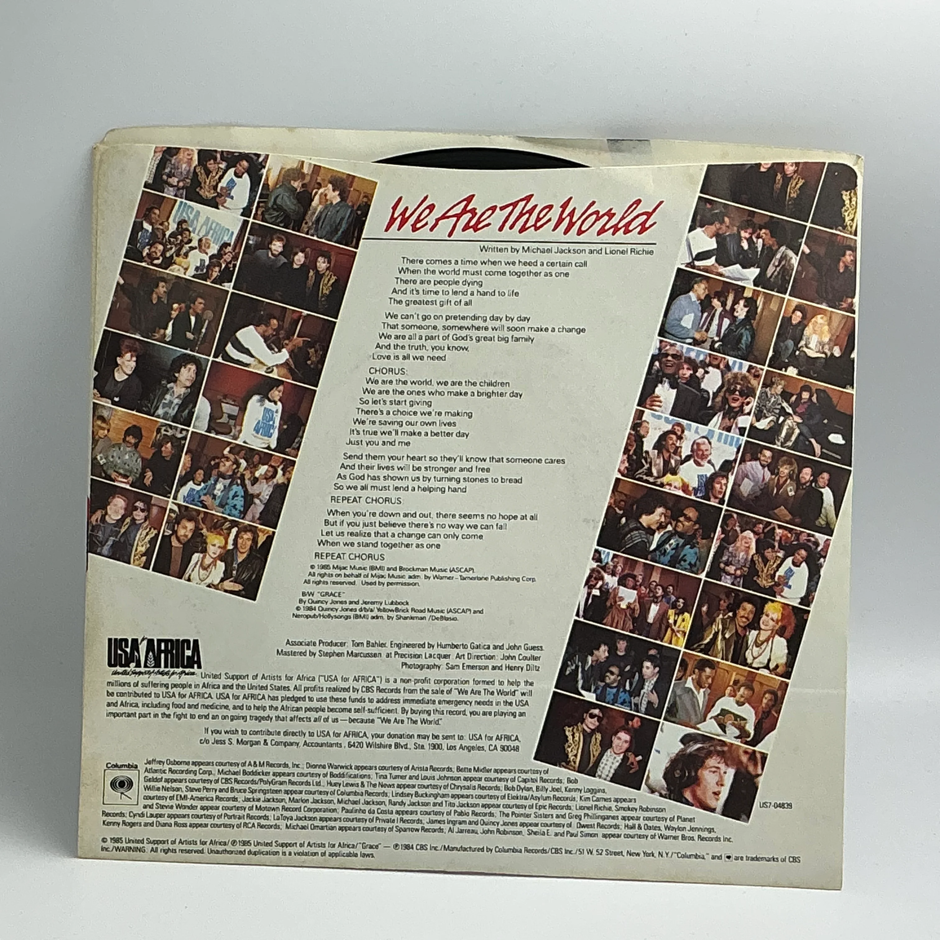 USA For Africa : "We Are The World" 7" Single Vintage - Image 4